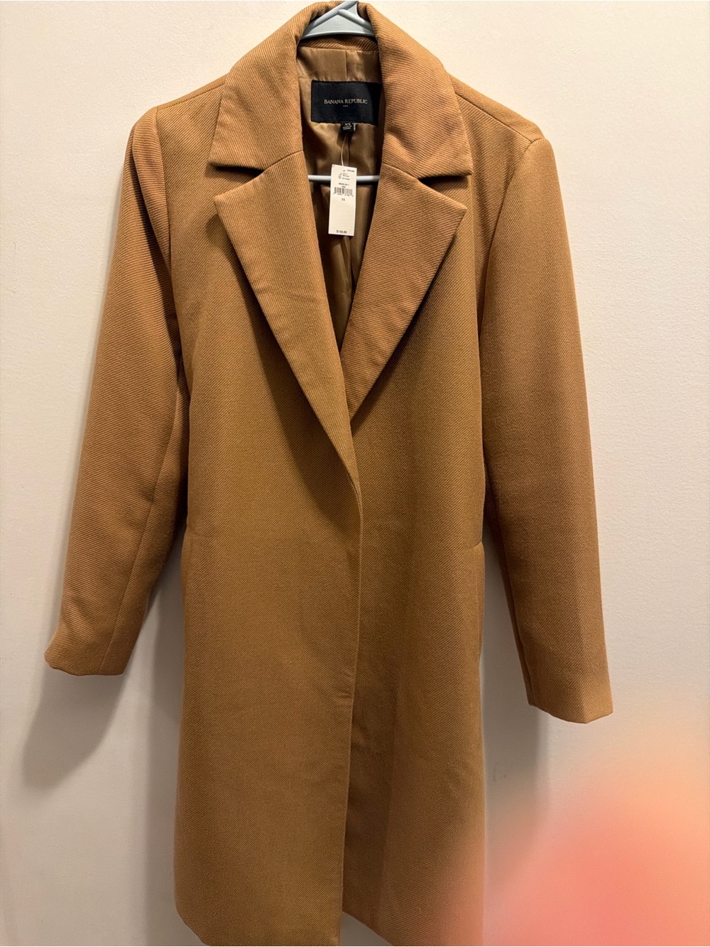Banana Republic Camel Single-Breasted Wool Blend Coat